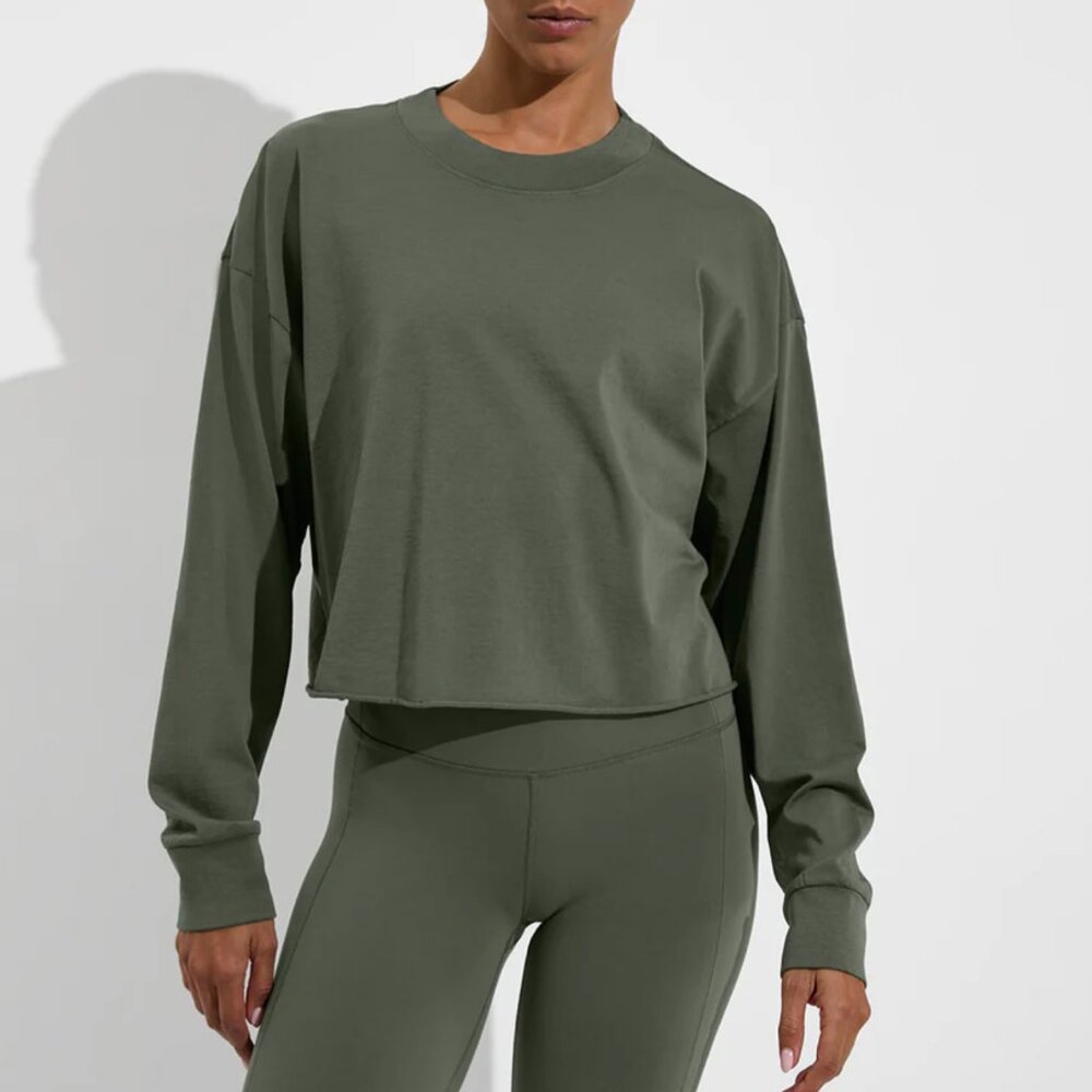 LOF Swell Long Sleeve Crop Tee Green Medium